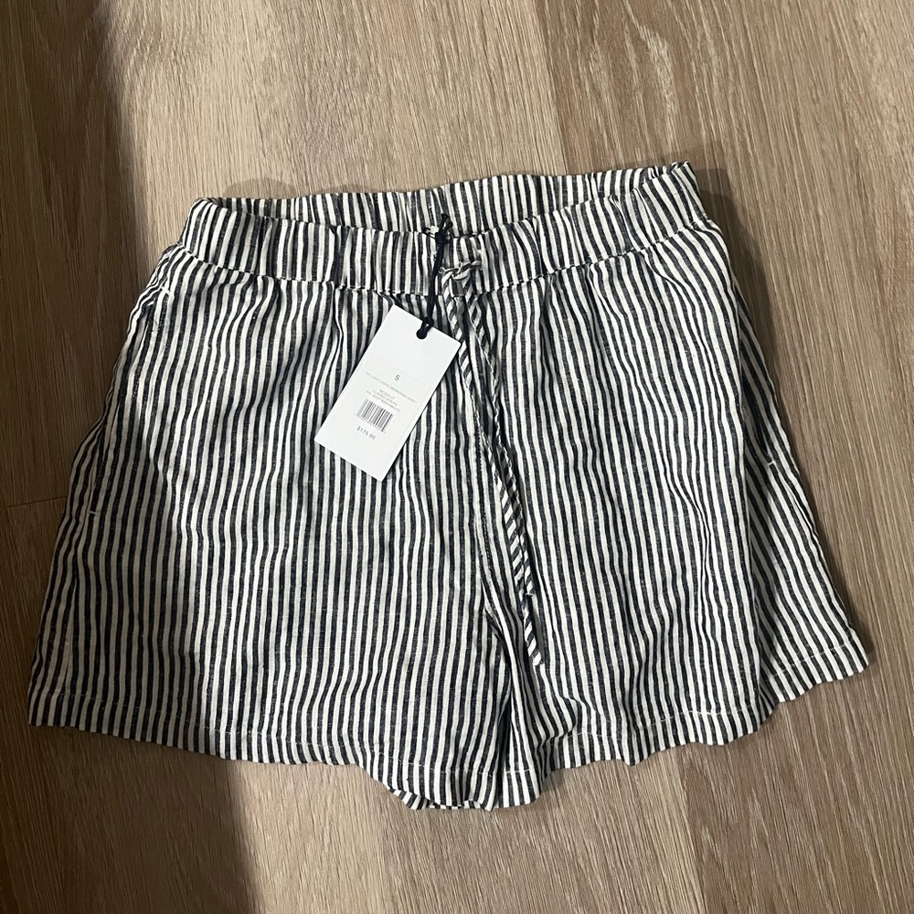 Onia Black and White Striped Women's Shorts